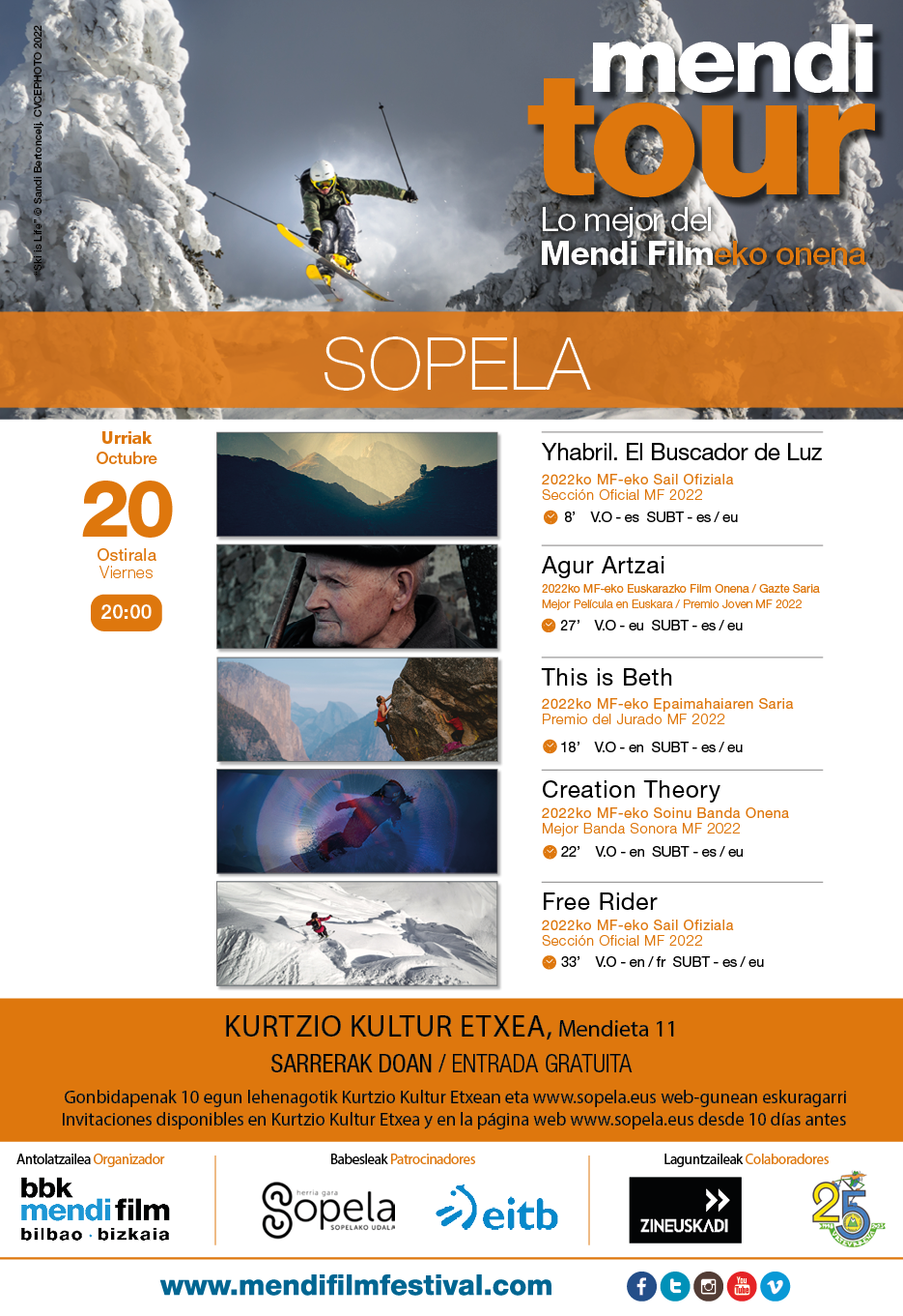 Kurtzio Kultur Etxea. Mendi Tour. 20 de Octubre 20:00hrs. Entrada gratuita